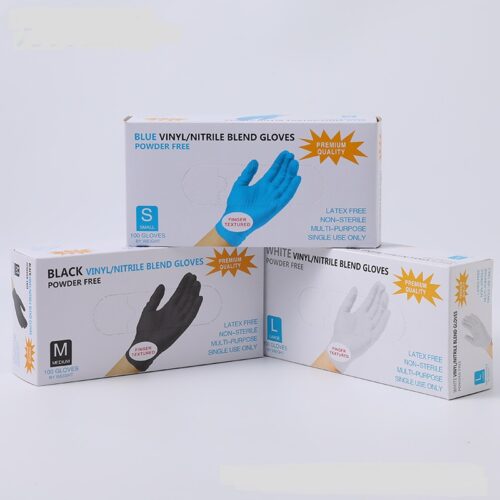 Nitrile/Vinyl Blend Glove Pair (White, Blue, Black)