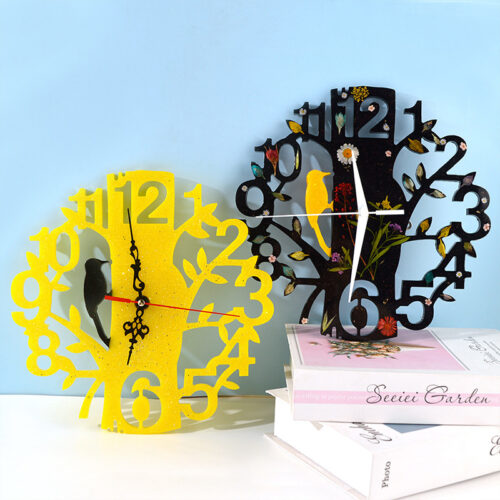 Woodpecker Flower Decor Clock